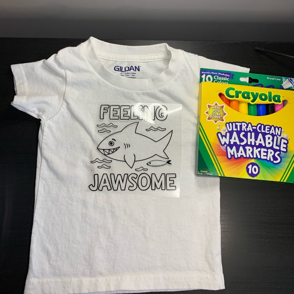 Kid’s Coloring Shirt with Markers - Multiple Designs Available! - Picture 2 of 16